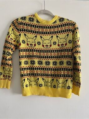 Yellow Pikachu Pattern Crewneck Sweater Boys S